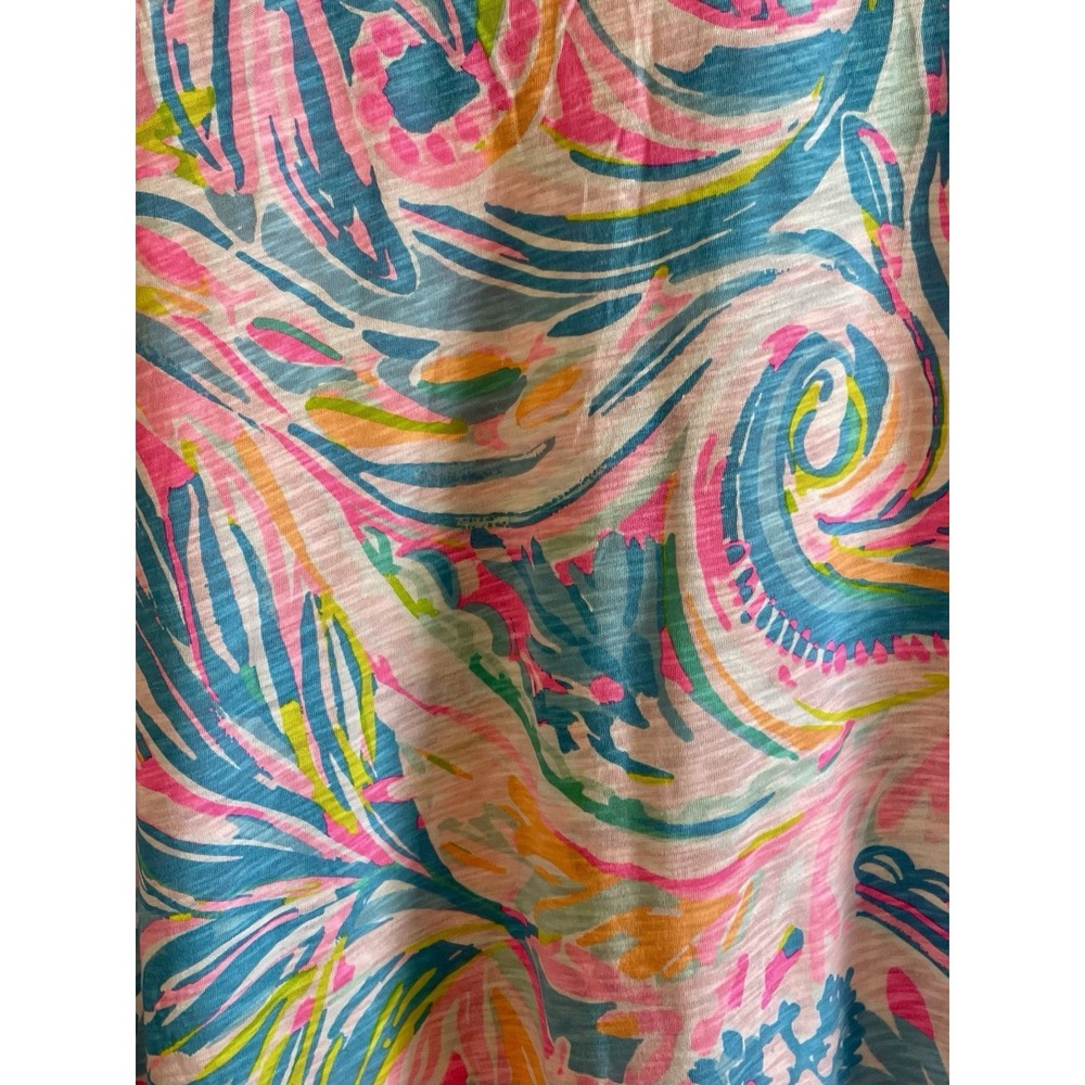 New Lilly Pulitzer Etta Top V Neck T Shirt Knit Size XL Carnival Coral X Large - Picture 5 of 9
